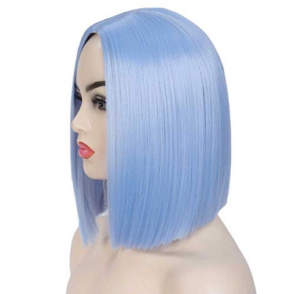 Light Blue Wig Short Straight Bob. 12” - Picture 6 of 10